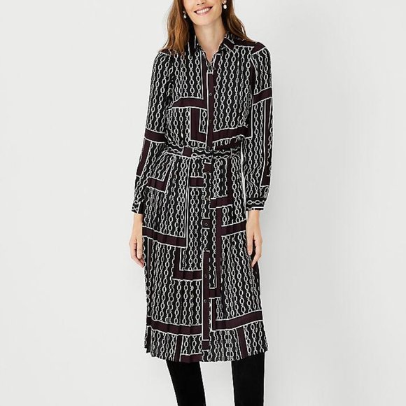 Ann Taylor Dresses & Skirts - NWT Ann Taylor Chain Print Pleated Shirtdress